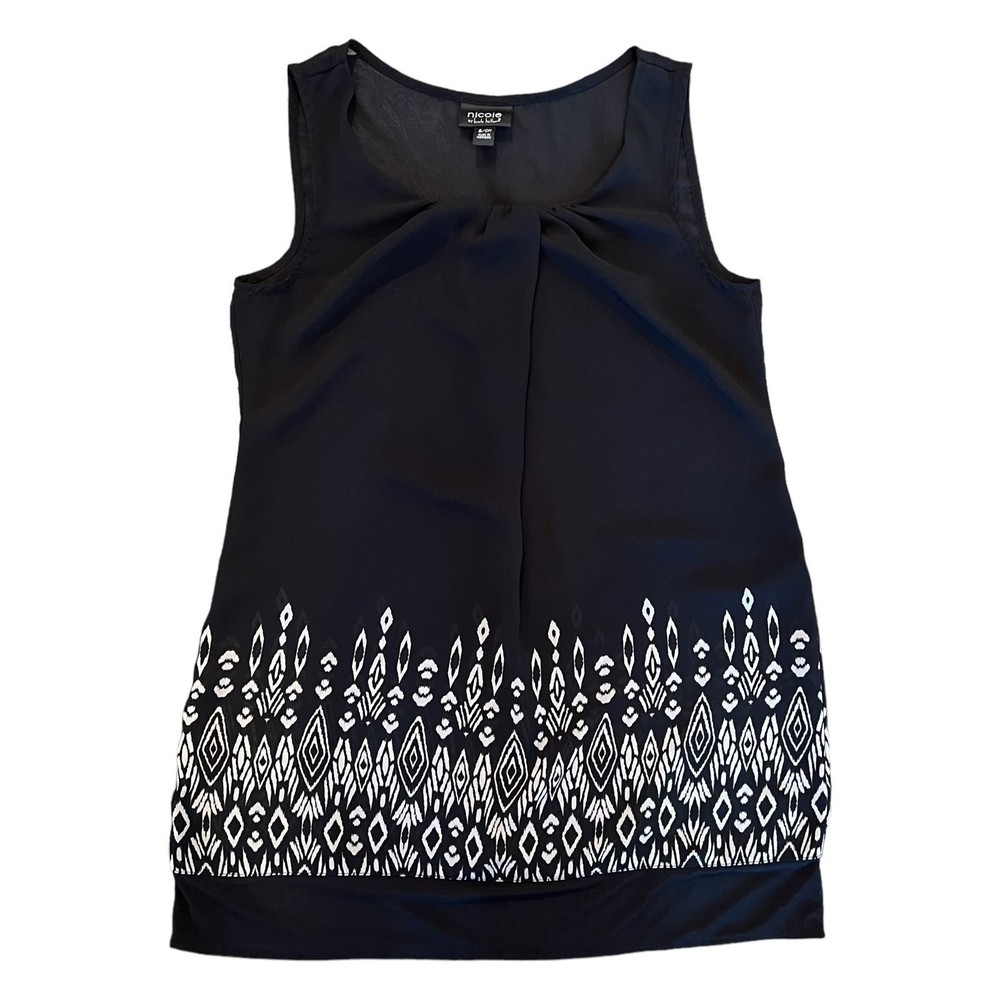 Nicole By Nicole Miller Aztec Print Black Blouse size S